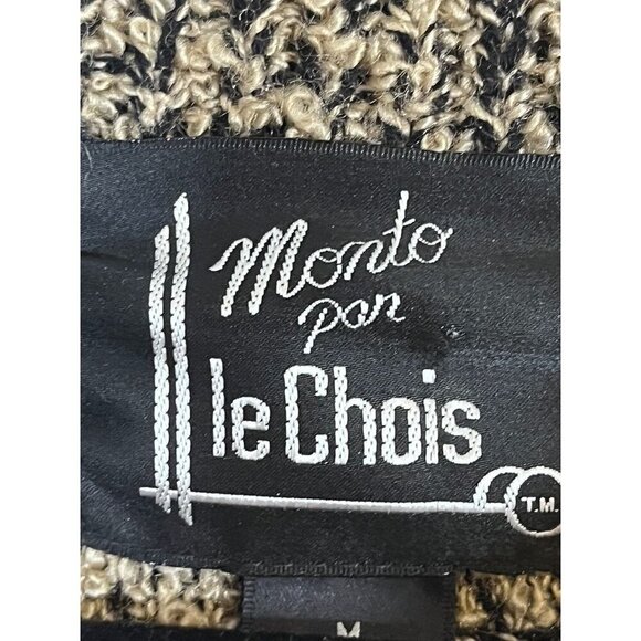 Monto Sweater Women M Tan Chunky Knit Striped Neutral Classic Old Money Preppy - Picture 2 of 11